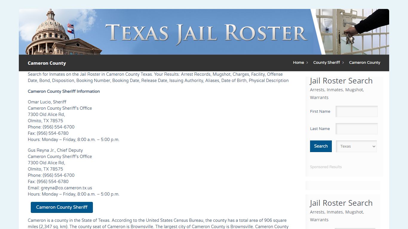 Cameron County | Jail Roster Search